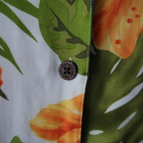 Vintage Hawaiian shirt tropical hibiscus palm A05 - Picture 3 of 5